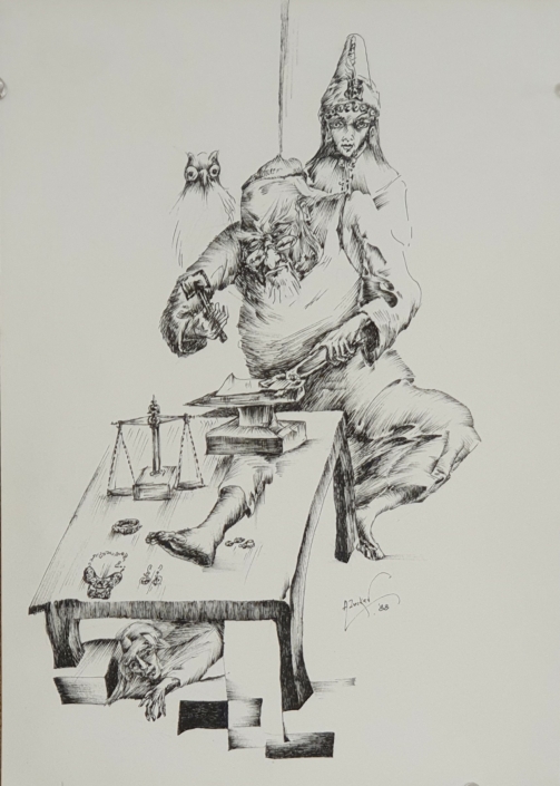 Goldsmith at work - Black Ink (34x25cm, 1988)