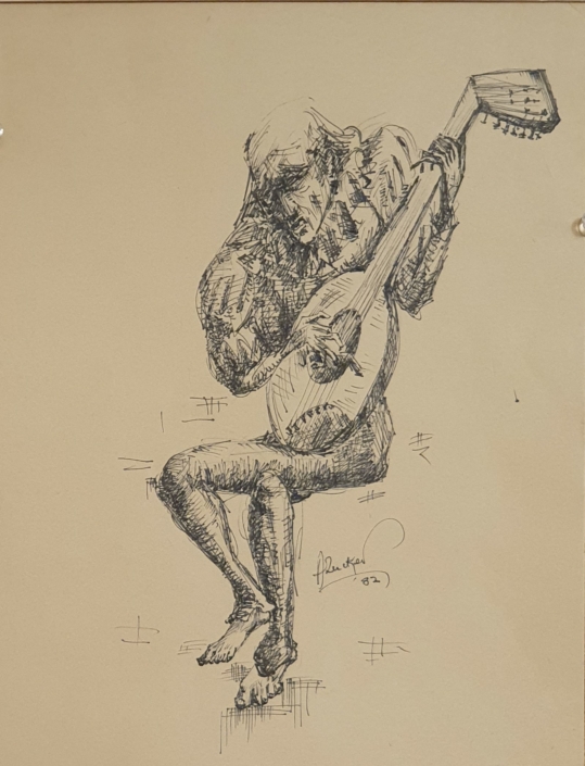 Lute player - Black Ink (30x23cm, 1982)
