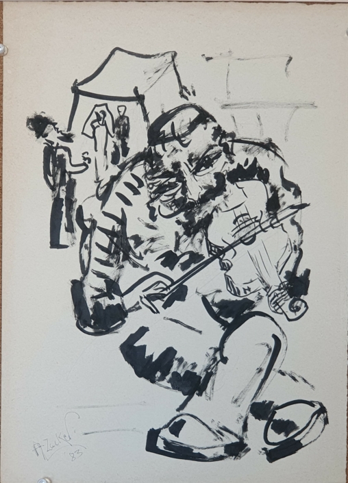Kleizmer at a wedding - Black Ink (35x25cm, 1983)