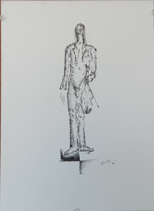 Violinist - Black Ink (34x25cm, 1988)