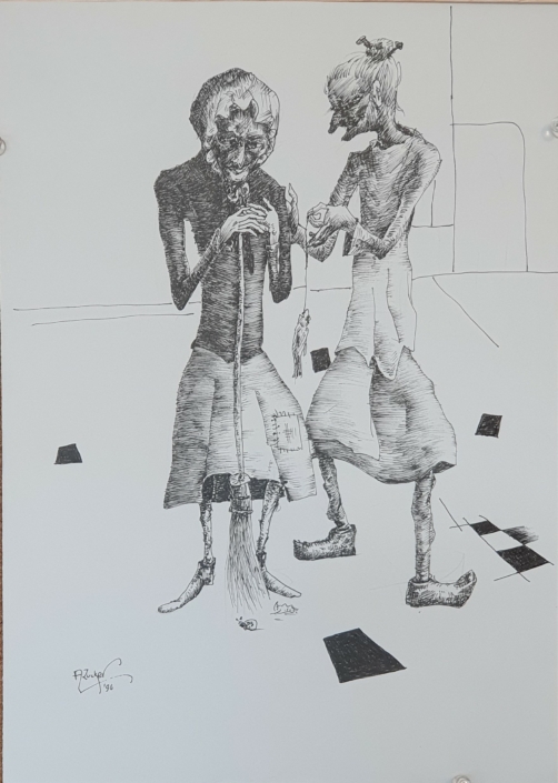 Two women - Black Ink (35x23cm, 1996)