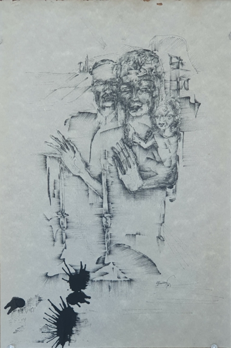 Lighting the Shabath candles - Black Ink (37x25cm, 1975)