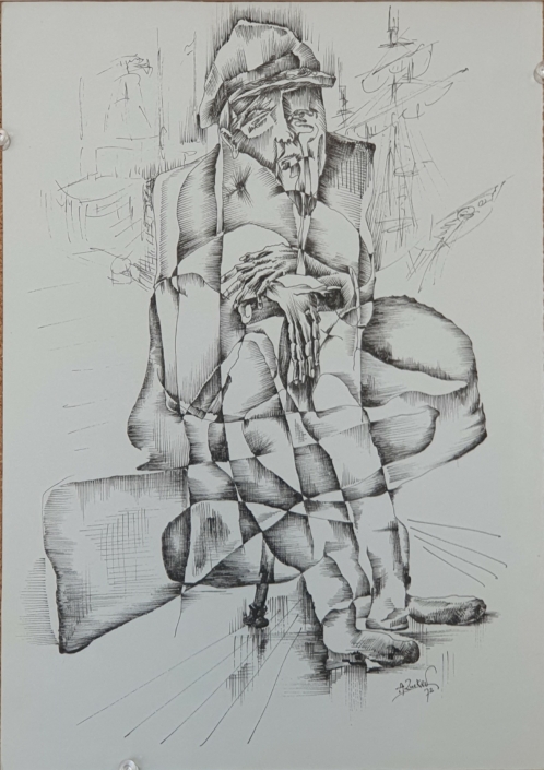 Retired Fisherman  - Black Ink (31x22cm, 1972)