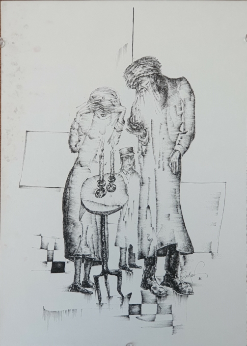 Lighting the Shabath candles - Black Ink (34x24cm, 1986)