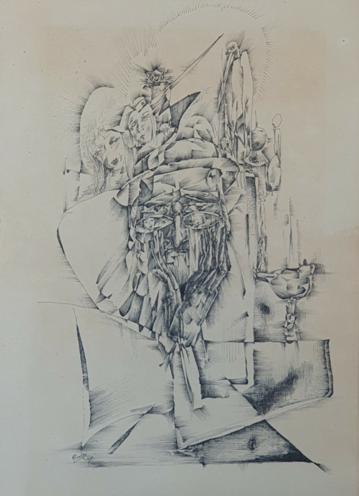 Lighting the Shabath candles - Black Ink (32x23cm, 1975)