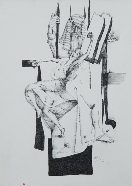 Joseph and Potifar's wife - Black Ink (34x24cm, 1984)