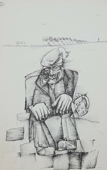 Retired Worker - Black Ink (32x20cm, 1973)