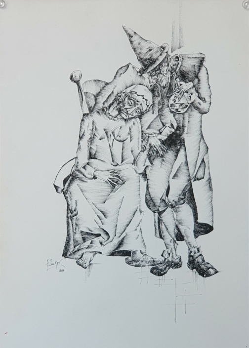 Mourning Couple - Black Ink (34x24cm, 1989)