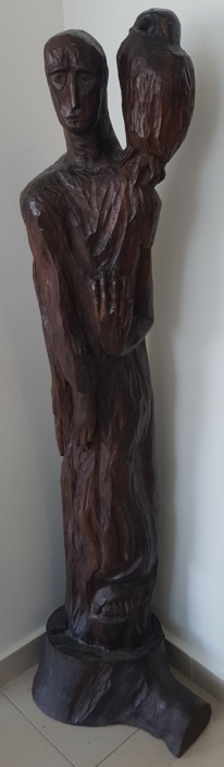 Man with Owl - Wood Sculptures