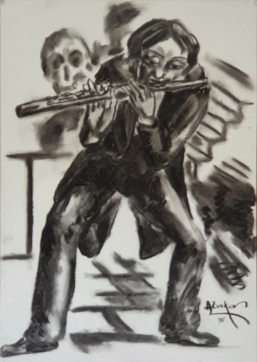 Flutist - Charcoal / Soft Pencil (70x50cm, 1995)