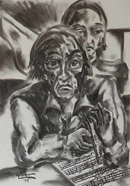 The Composer Robert and Clara Schumann - Charcoal / Soft Pencil (70x50cm, 1994)
