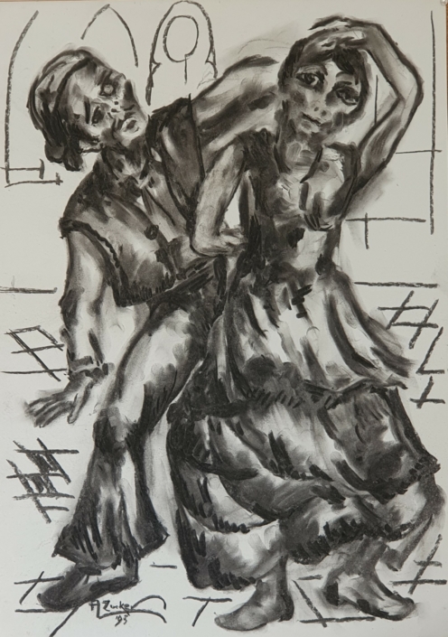 Couple Dancing - Charcoal / Soft Pencil (70x50cm, 1995)