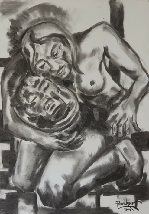 Yael and Sisra - Charcoal / Soft Pencil (70x50cm, 1994)