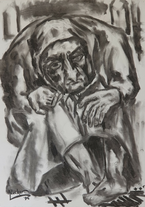 Old Woman - Charcoal / Soft Pencil (70x50cm, 1994)