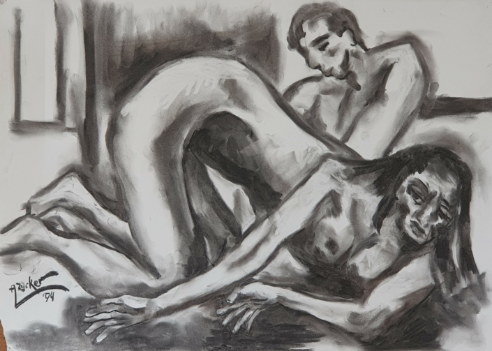 Couple - Charcoal / Soft Pencil (70x50cm, 1994)