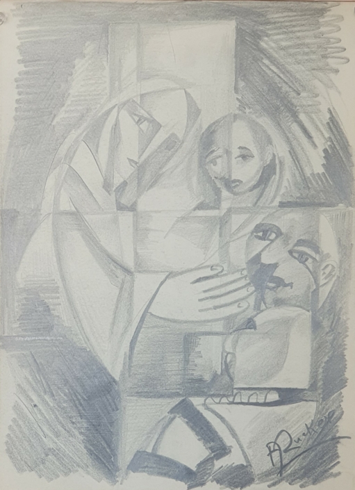 Study (for ceramic wall?) - Charcoal / Soft Pencil (36x26cm)