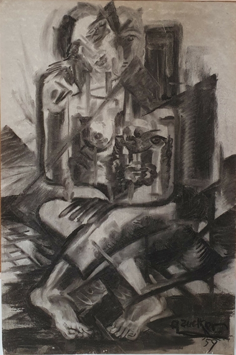 Sitting Woman - Charcoal / Soft Pencil (75x50cm, 1959)
