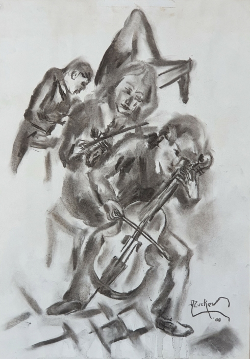 Chamber Trio - Charcoal / Soft Pencil (50x35cm, 2000)