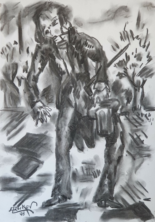 Man with top hat - Charcoal / Soft Pencil (49x35cm, 1998)