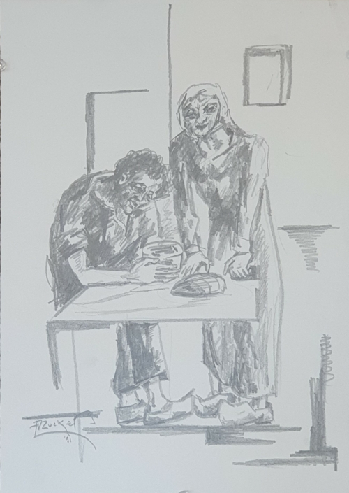 Dutch couple - Charcoal / Soft Pencil (34x25cm, 1991)