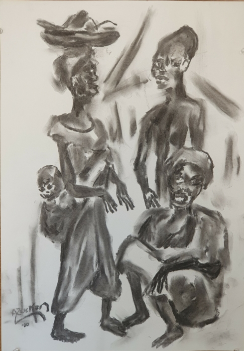 African women - Charcoal / Soft Pencil (50x34cm, 1960)