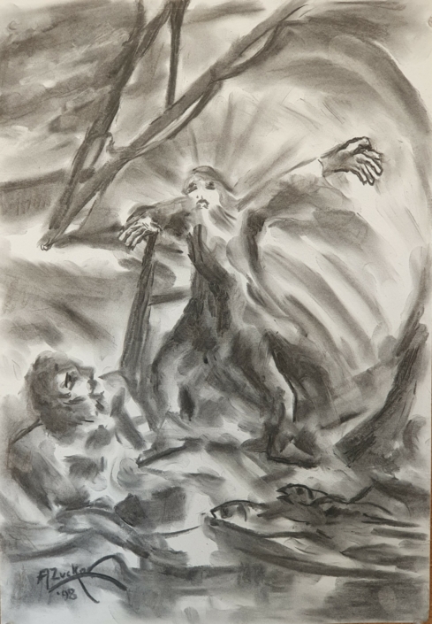 Jonah's vision - Charcoal / Soft Pencil (50x34cm, 1998)