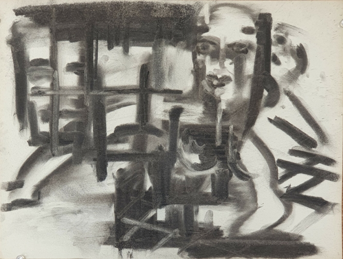 Behind Bars (unsigned) - Charcoal / Soft Pencil (26x36cm)