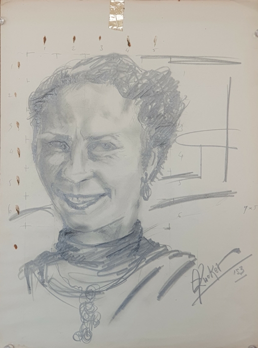 Study for a portrait of Lea (unfinished) - Charcoal / Soft Pencil (36x26cm, 1953)