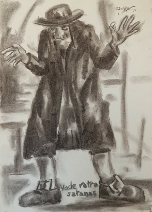 Vade retro satanas (Step back satan) - Charcoal / Soft Pencil (47x34cm, 1974)