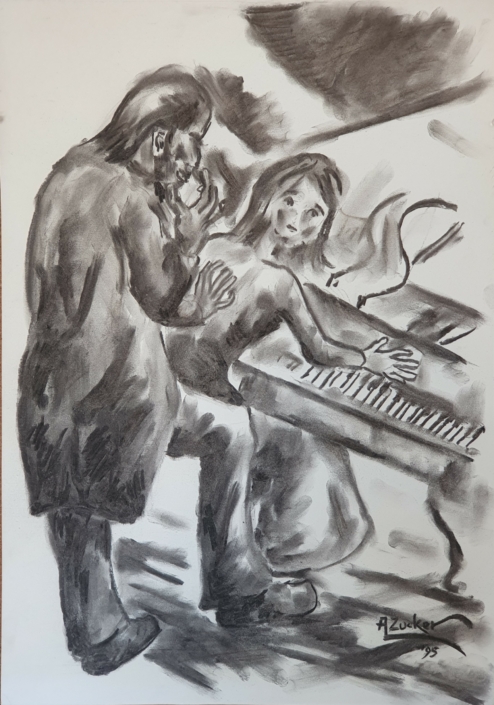 Piano lesson - Charcoal / Soft Pencil (70x50cm, 1995)