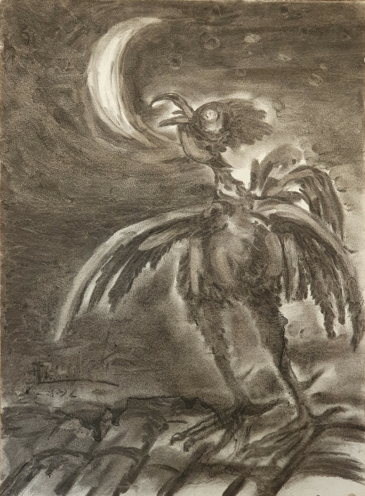 Rooster - Charcoal / Soft Pencil (47x34cm, 1992)