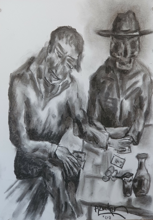 Reading in the cards - Charcoal / Soft Pencil (49x34cm, 2000)