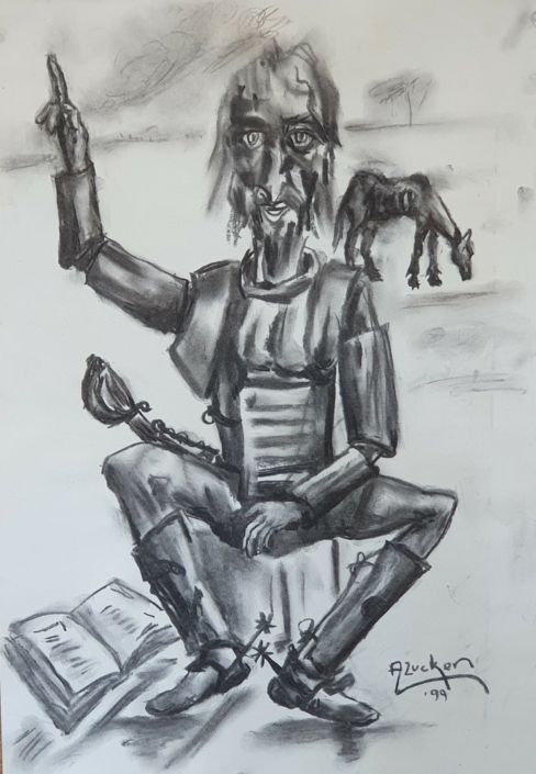 Don Quixote resting - Charcoal / Soft Pencil (48x34cm, 1999)