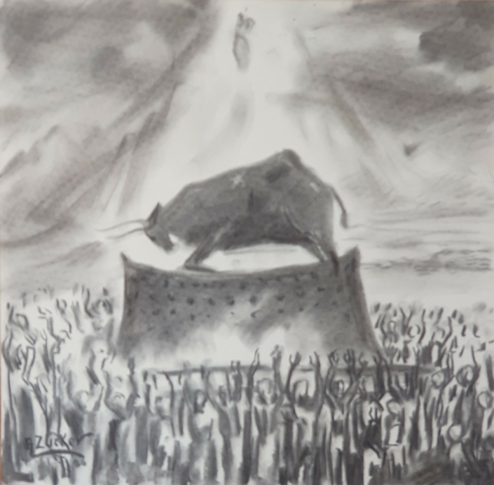 The Golden Calf - Charcoal / Soft Pencil (47x48cm, 1988)