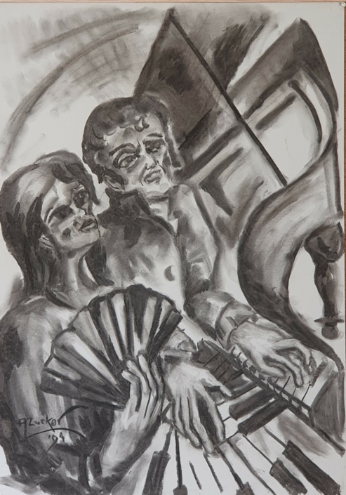 Clara and Robert Schuman - Charcoal / Soft Pencil (69x49cm, 1994)