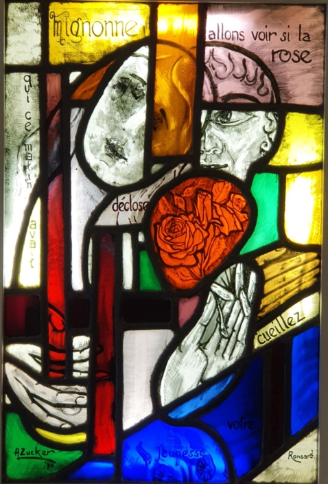 Poem by Ronsard - Stained Glass (56x37cm, 1970)