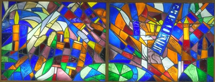 Panel at the Day Care center for the elderly in Rehovot - Stained Glass (100x270cm, 1988)