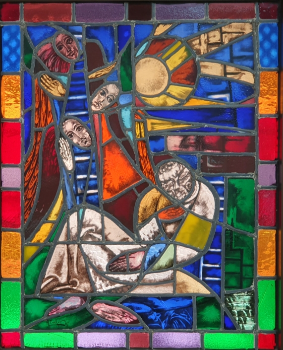 Window at the Day Care center for the elderly in Rehovot - Stained Glass (90x80cm, 1989)