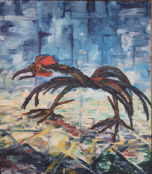 Fighting Rooster - Oil Colors (74x64cm, 1959)