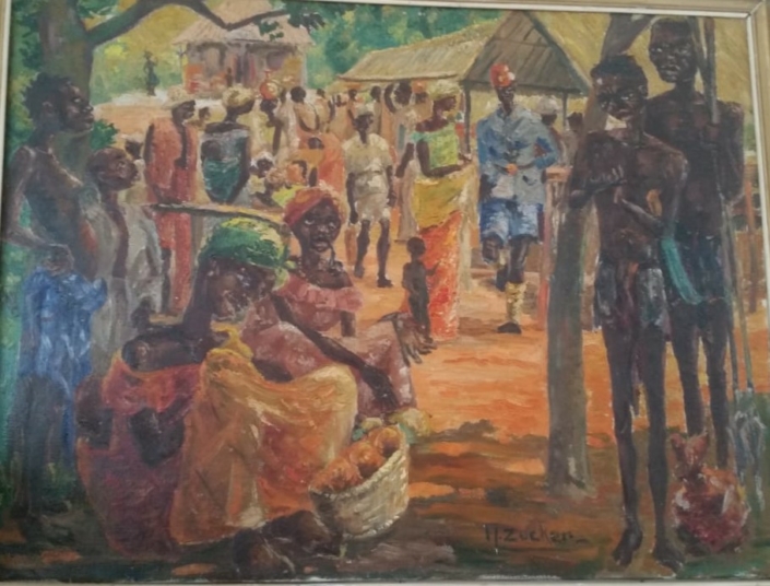 Marketplace in Africa - Oil Colors